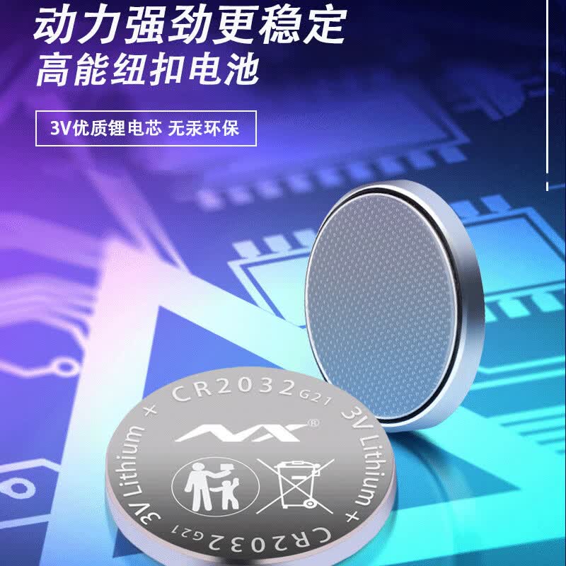 诺星CR2032 锂锰扣式卡装电池 MSDS认证 汽车钥匙纽扣 CR2032散装2粒