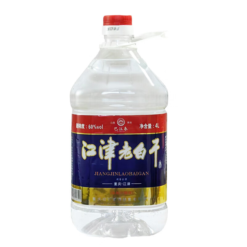 巴江春江津老白干金标【中秋送长辈】60度清香型 纯粮食泡药推荐白酒 60度 4L 1桶