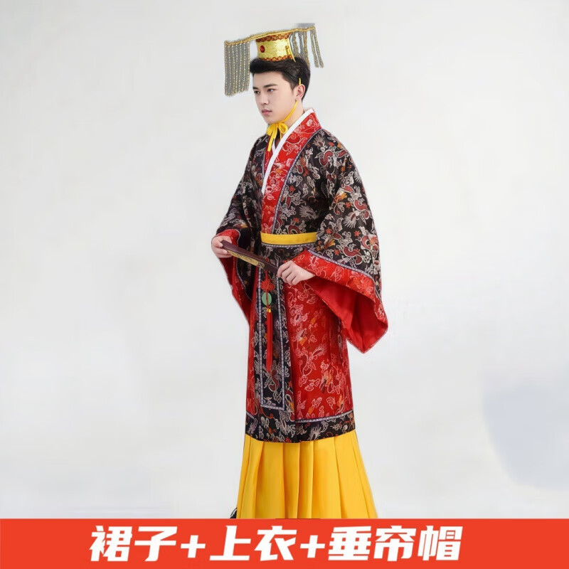 缀樱荆轲刺秦王演出服秦始皇大臣太子丹古装汉服课本剧年会服装 黑色