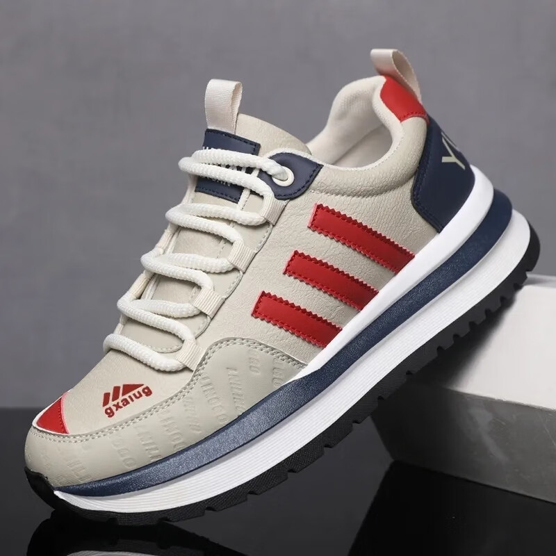 【秋冬新款】男鞋潮流百搭男士轻便软底运动休闲鞋耐磨时尚鞋子JS 米色 41