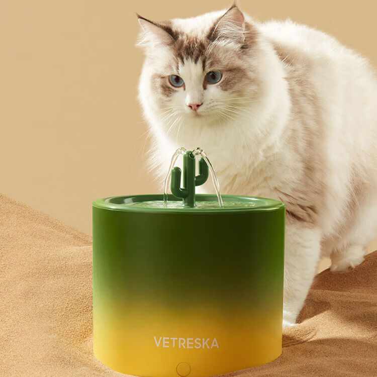 未卡仙人掌语音智能宠物饮水机无线水泵款喂水器猫咪自动喝水用品 仙人掌语音智能宠物饮水机