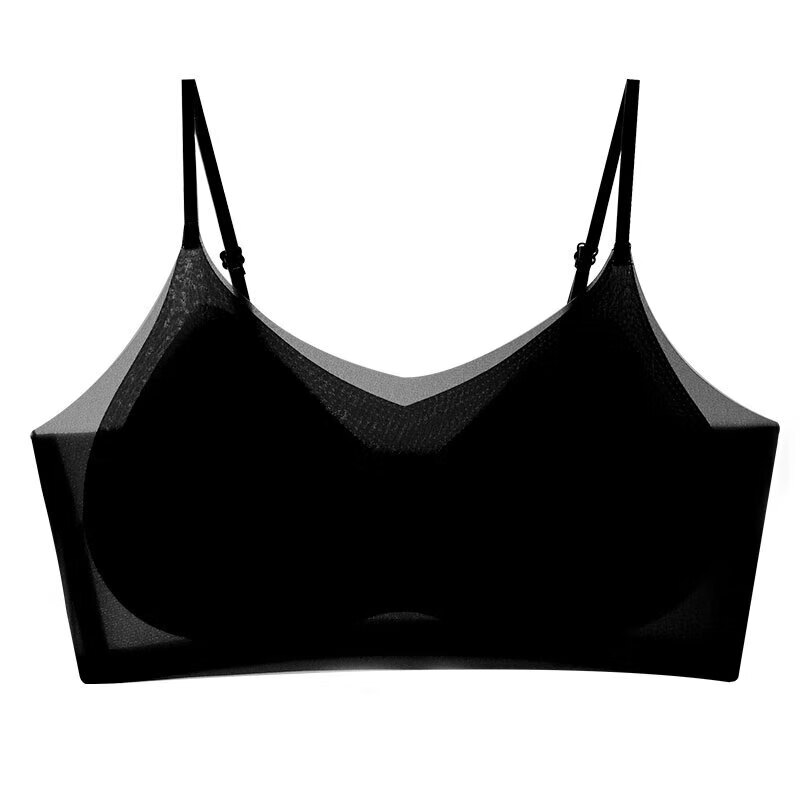 宜而爽聚拢美背夏季运动风抹胸透气女士及胸无钢圈冰丝舒适内衣文胸 黑色 L 34/75ABC