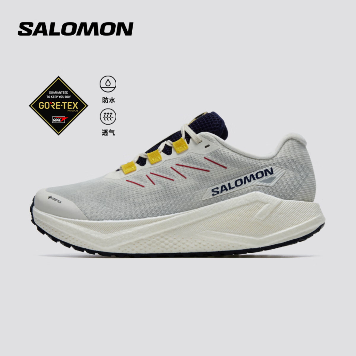 萨洛蒙（Salomon）男款 户外运动轻量舒缓减震防水跑步路跑鞋AERO BLAZE 3 GRVL GTX 香草色 479532 41 (UK7.5丨 41 1/ 3)
