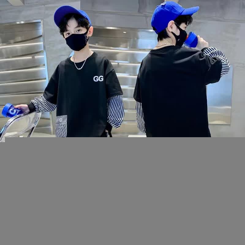 G.duck小黄鸭男童套装春秋装2025新款儿童帅气衣服宝宝秋季网红洋气卫衣 【超火超划算】黑套装 110 码建议身高100-110cm