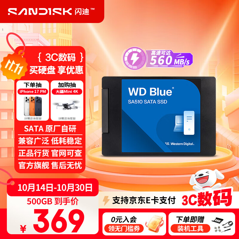 西部数据（WD）笔记本台式机电脑 SSD固态硬盘 SA510 SATA M.2 Blue系列 3D技术 高速读写 WD Blue SATA | 性能款 250G