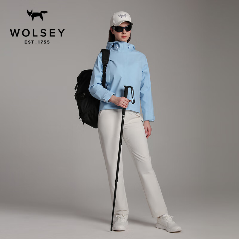 WOLSEY户外KALEIDO彩壳冲锋衣单层3L硬壳防风防水透湿夹克外套情侣女款 核桃色 XL 175