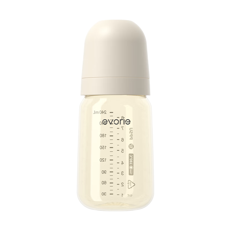 爱得利（evorie）臻致系列PPSU奶瓶 宽口径新生儿奶瓶240ml 奶杏白(3-6个月+)