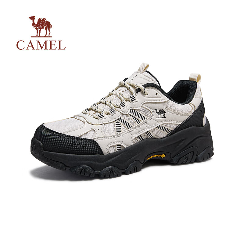 骆驼造极2代2026春季新款户外登山鞋男透气增高情侣休闲运动鞋女会员 G26S307001 米白/黑 女 37