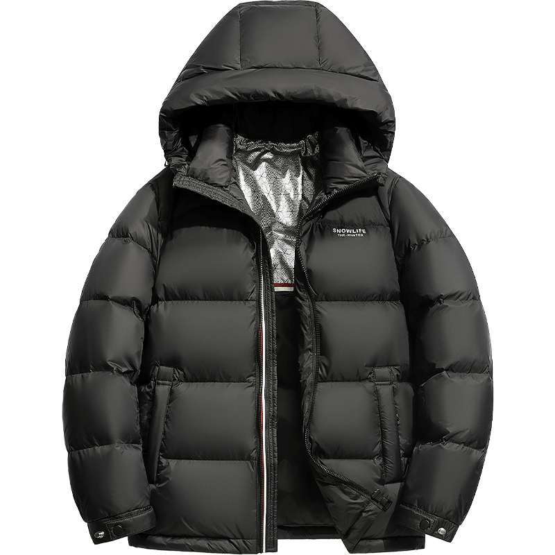 雪中飞【高蓬鹅绒】羽绒服男短款连帽新品时尚潮流90绒加厚保暖简约外套