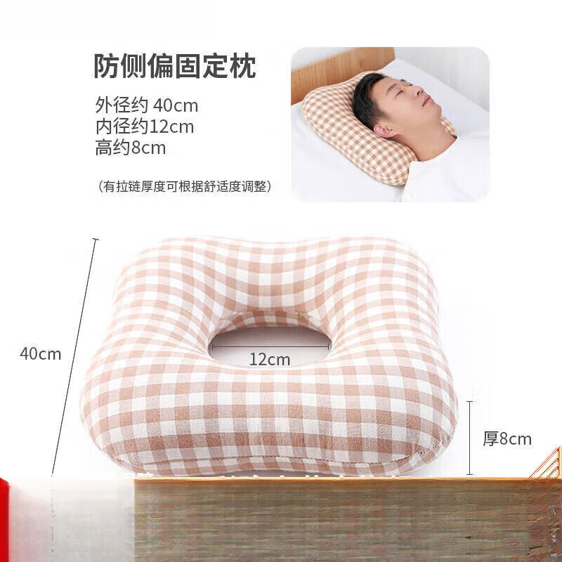 通用定型枕头成人头部防侧偏固定枕头圆圈中空护颈椎颈部支撑枕圆形枕 米格大号【弹力丝绵】 京东折扣/优惠券