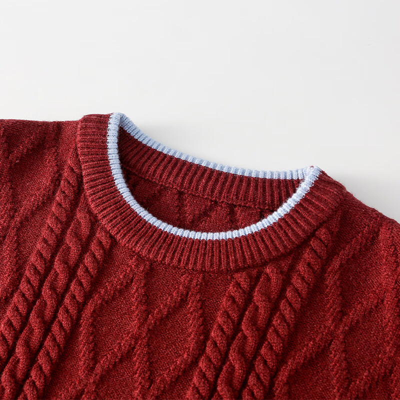 棉花堂（cottontown）【抗静电】棉花堂男童毛衣春秋新款儿童秋冬针织衫男孩打底线衣 酒红 160 160/76