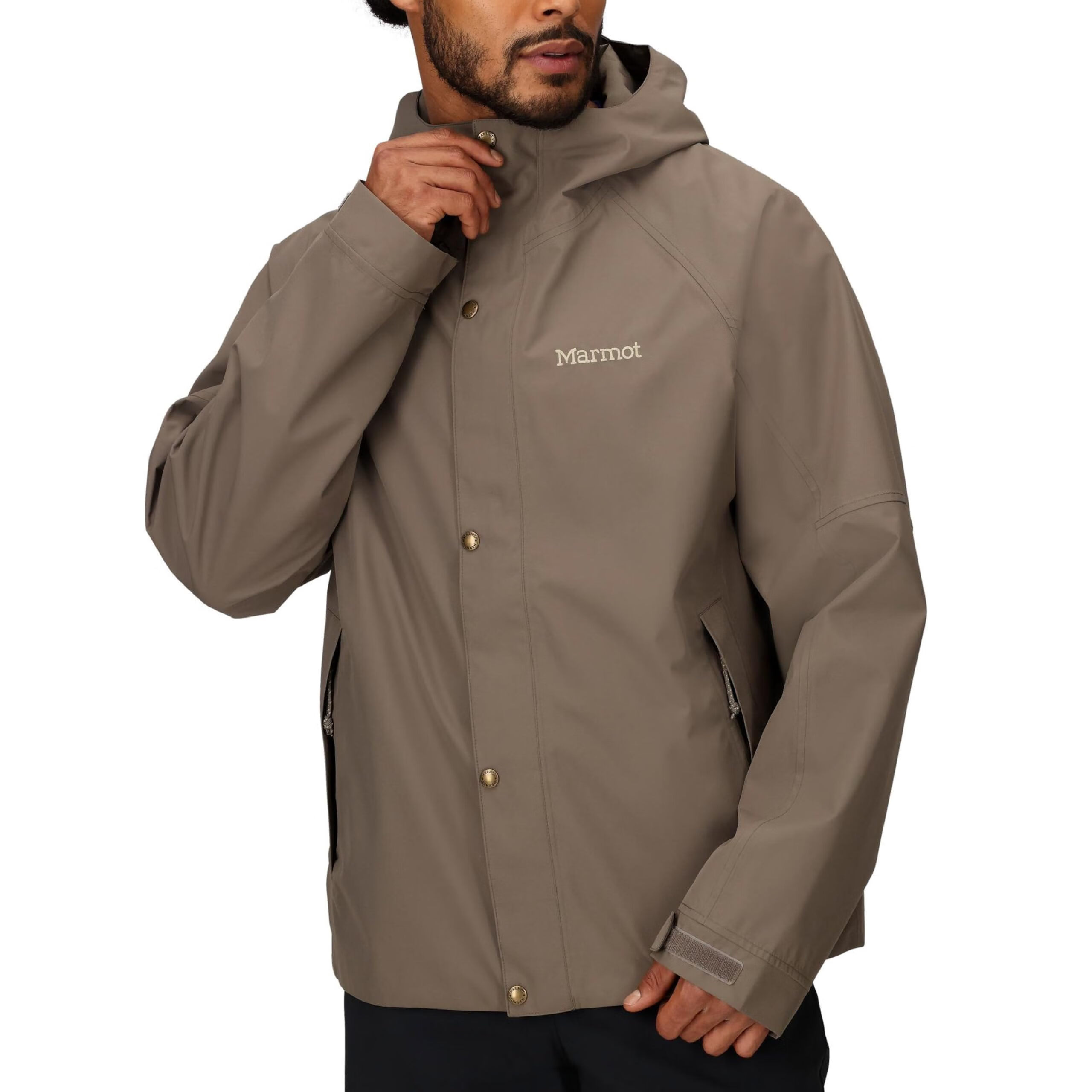 土拨鼠MARMOT 男式层叠耐用防水防雨夹克, 粘土石, L 粘土石 L