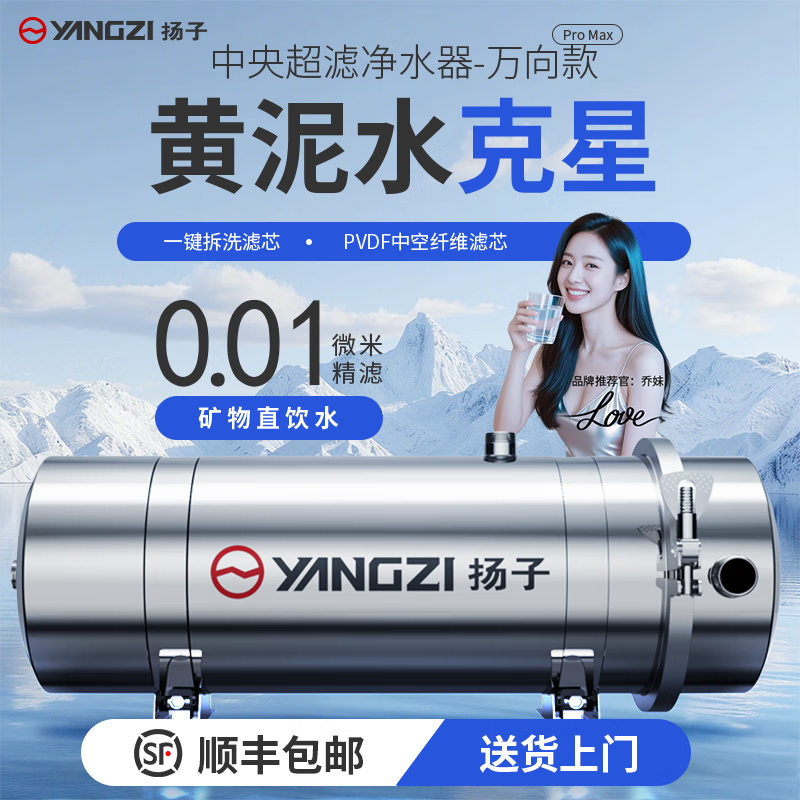 扬子全屋中央净水器家用管道式超滤机净水机黄泥水农村井水别墅自来水过滤直饮大流量不锈钢前置过滤器 35000L全屋中央净水器(顶配超厚版)