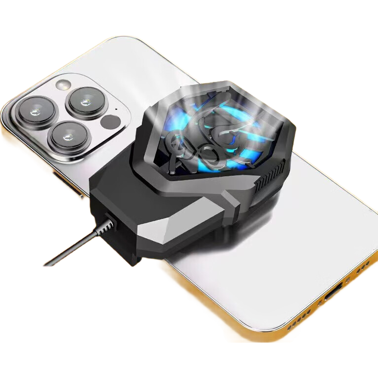 手机散热器S72大风扇降温神器支架背夹环保壳护眼蓝光低价款涡轮 吃鸡直播电竞适用于苹果小米华为 s72散热器+1对手指套