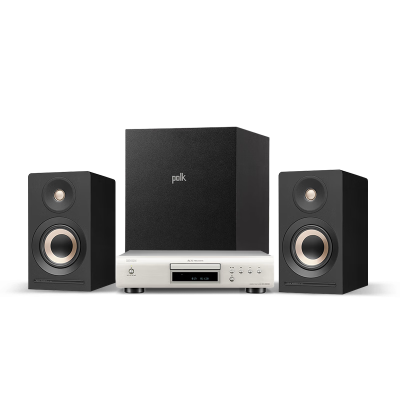 天龍（DENON）DCD-600+普樂(lè )之聲A100 cd機有源HIFI音響藍牙5.0桌面發(fā)燒音箱家用電腦電視音箱低音炮 黑色