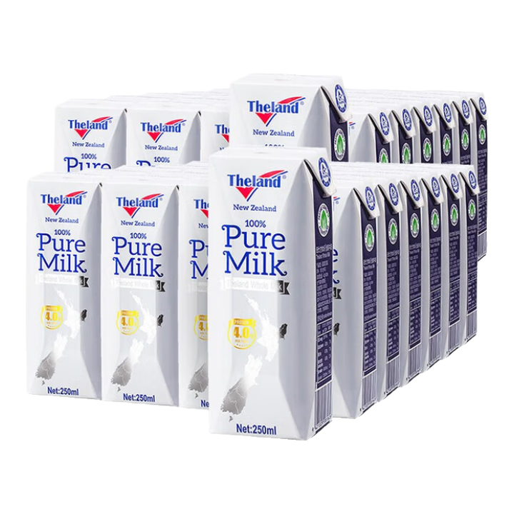 紐仕蘭（Theland）純牛奶 新西蘭進(jìn)口草飼4.0g蛋白高鈣全脂純牛奶 兒童學(xué)生早餐牛奶 全脂原箱【250ml*24盒】 1箱