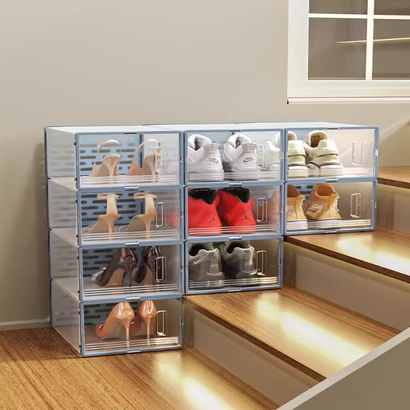 木格格透明鞋盒收纳盒简易鞋柜门口入户柜鞋子收纳神器防尘鞋架学生宿舍 特大加厚/加硬【6个装】