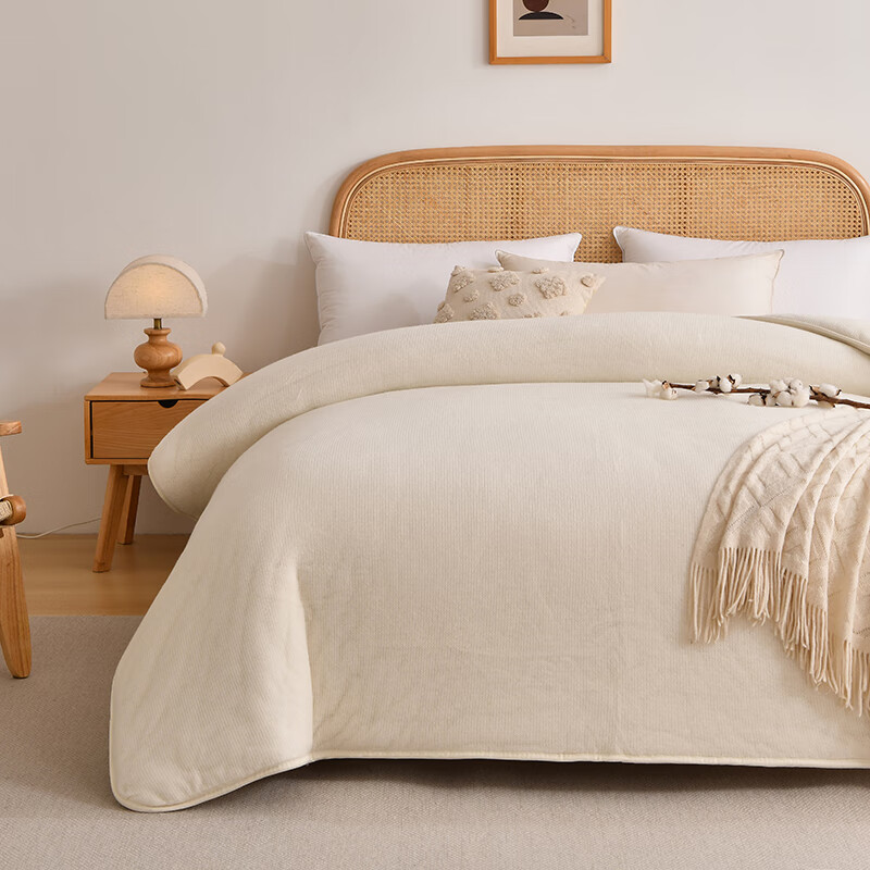 软贝新疆棉花被手工包边棉胎被子被芯鱼鳞网棉絮可盖可垫宿舍保暖棉絮 米白色（约5斤） 200cm*230cm单被芯