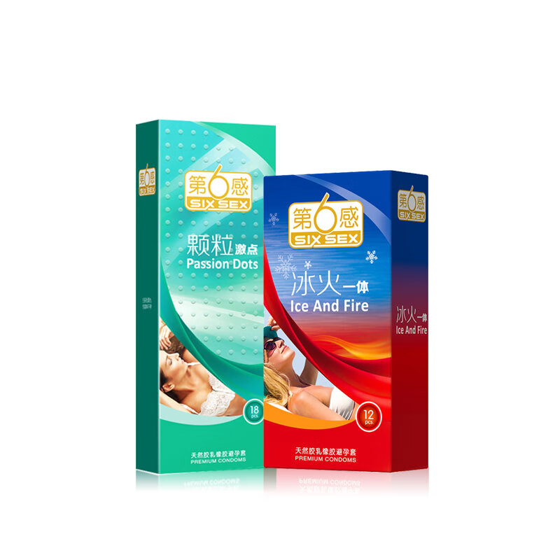 第六感避孕套颗粒情趣安全套组合大颗粒 成人计生情趣用品 【颗粒六合一组合】颗粒激点18只+冰火一体12只