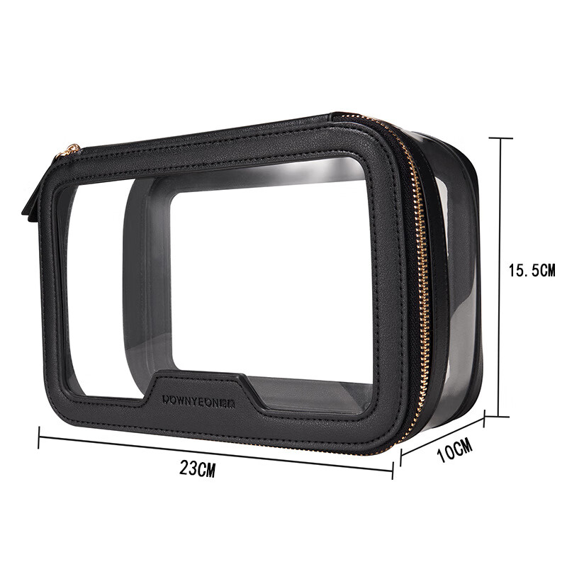 朗顏（Rownyeon）2025新款韓版旅行化妝包便攜收納包化妝袋女士透 黑色