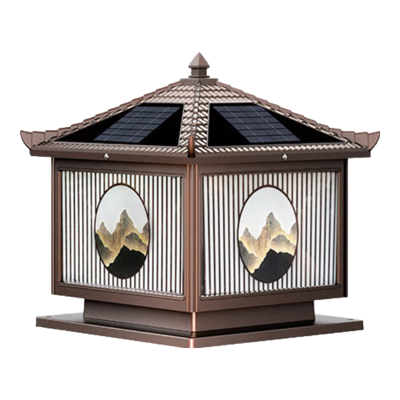 穎朗（Intelamp）穎朗2024新款太陽(yáng)能柱頭燈戶(hù)外防水別墅庭院照明 小號純太陽(yáng)能款日照金山適