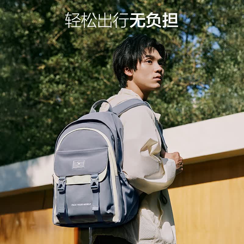 爱华仕高颜值初高中生书包休闲旅行双肩包16英寸电脑背包 OCB5073浅紫色