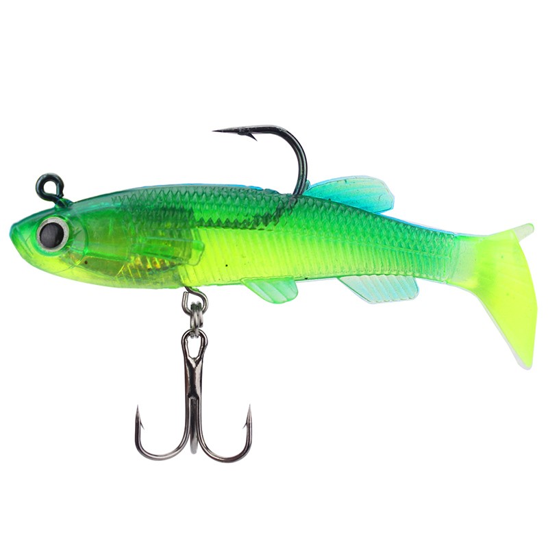 5g软体假饵仿真软鱼 绿色(包铅鱼) 8cm12.5g   t尾