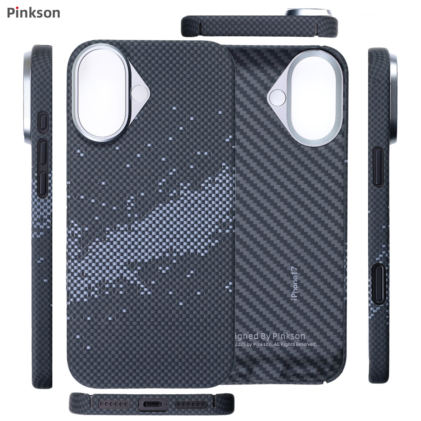 Pinkson适用苹果17ProMax手机壳iPhone17保护套凯夫拉芳纶碳纤维纹超薄全包磨砂硬壳简约商务男女士 【星辰】1500D编织/无磁吸 【iPhone17ProMax】