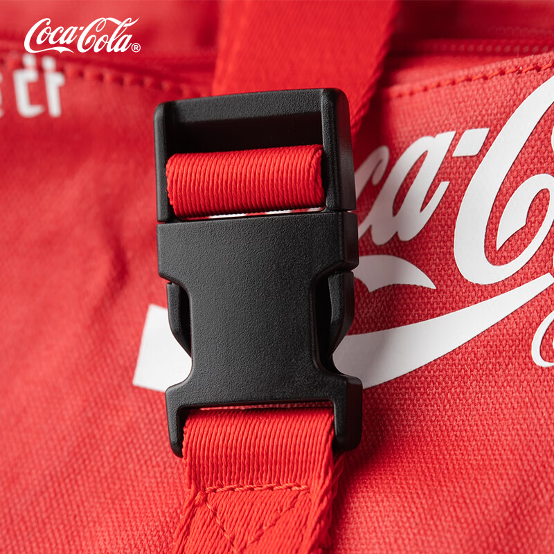 可口可乐（Coca-Cola）双肩包男士通勤大容量背包字母logo印花潮流旅行休闲时尚女电脑包 红色