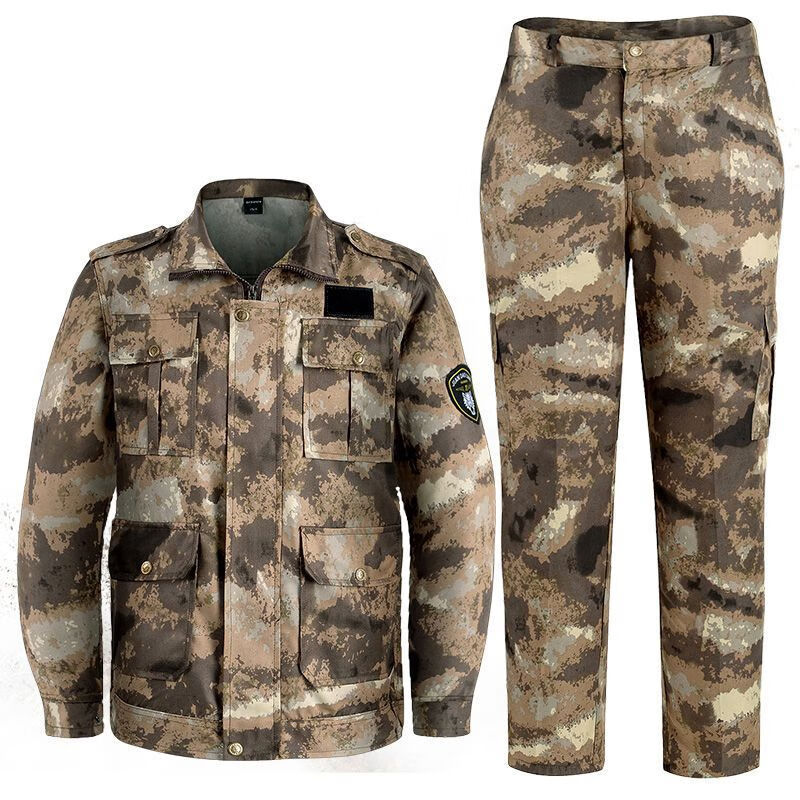 盾郎迷彩服男女套装耐磨作训服户外军迷服装劳保服执勤战术拓展训练服 废墟迷彩套装（上衣+下裤） XL/175《适合125-145斤》