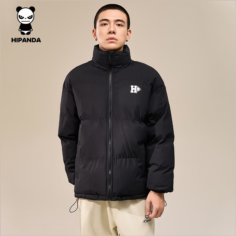 HIPANDA你好熊猫潮牌棉衣男2025年冬季新款立领棉服加厚保暖棉服外套男款 黑色 XL