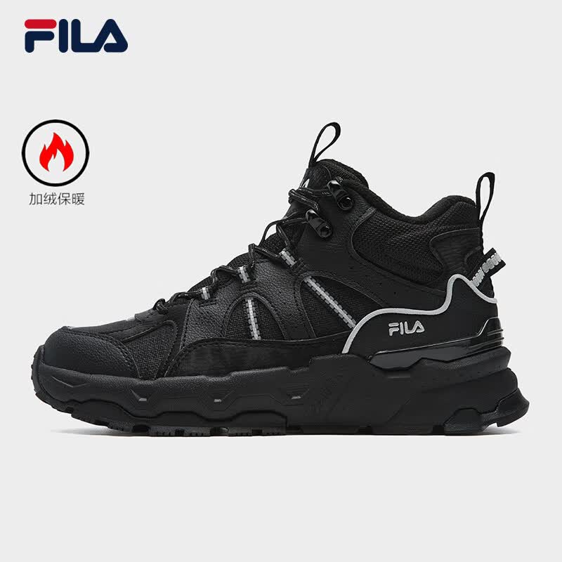 斐乐（FILA） 官方女鞋复古运动鞋2025冬新款中帮加绒TREK 1S休闲鞋 黑-BF 36