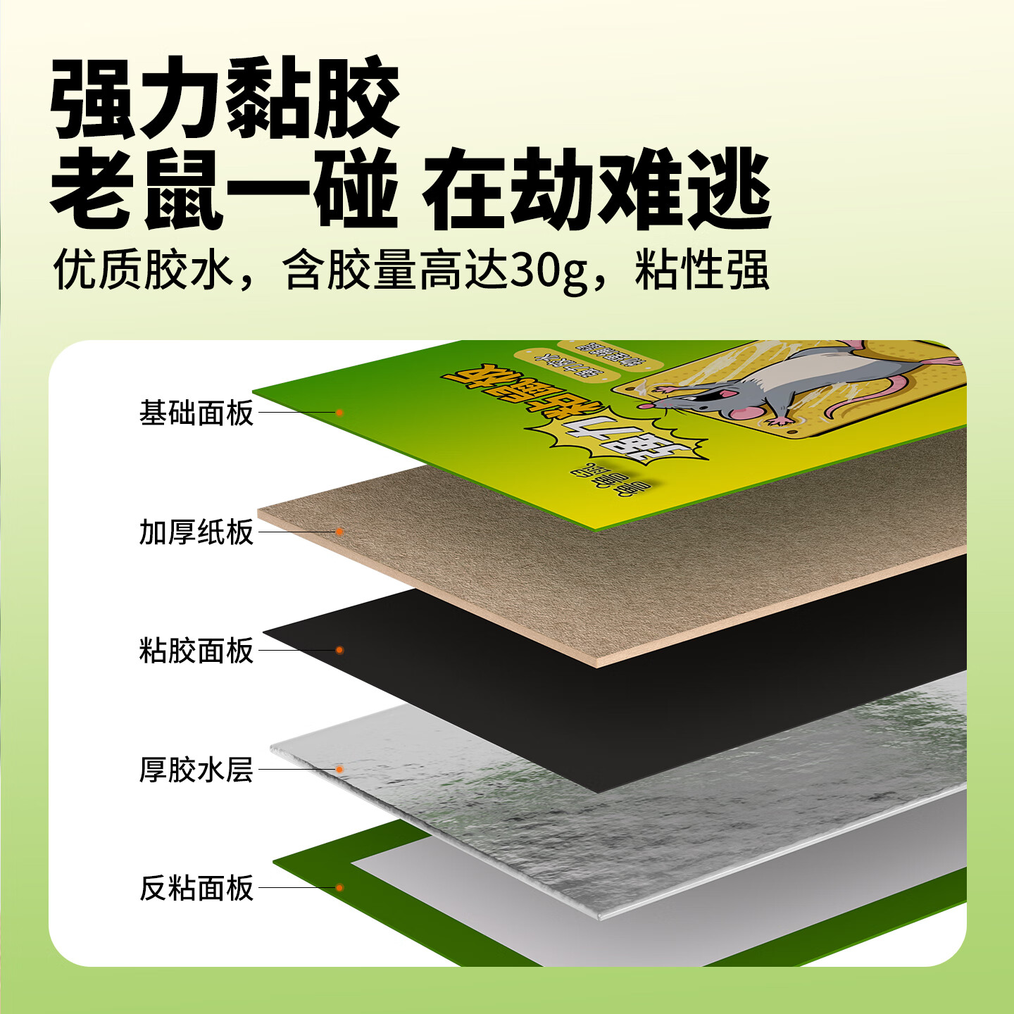 鲁鲁鼠粘鼠板老鼠强力贴家用室内商用老鼠捕捉器加大加厚老鼠贴 20张装