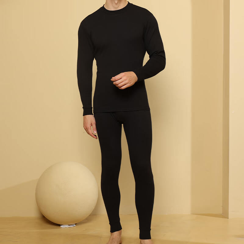 古今（GUJIN）保暖内衣男士秋衣秋裤套装纯棉高端抗寒大码中老年青少人冬季零下 黑色 （坚韧耐磨） 2XL 【推荐体重150-170斤】