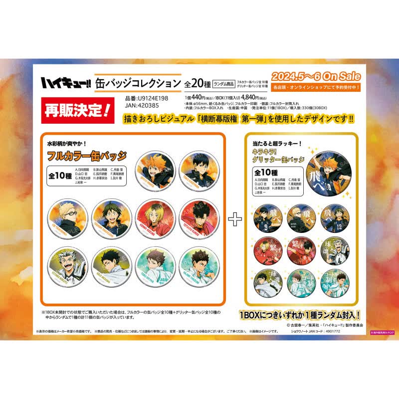 溥畔排球少年队旗Pommop徽章重印M041 全新现货(默认初伤):抱盒(11个入)