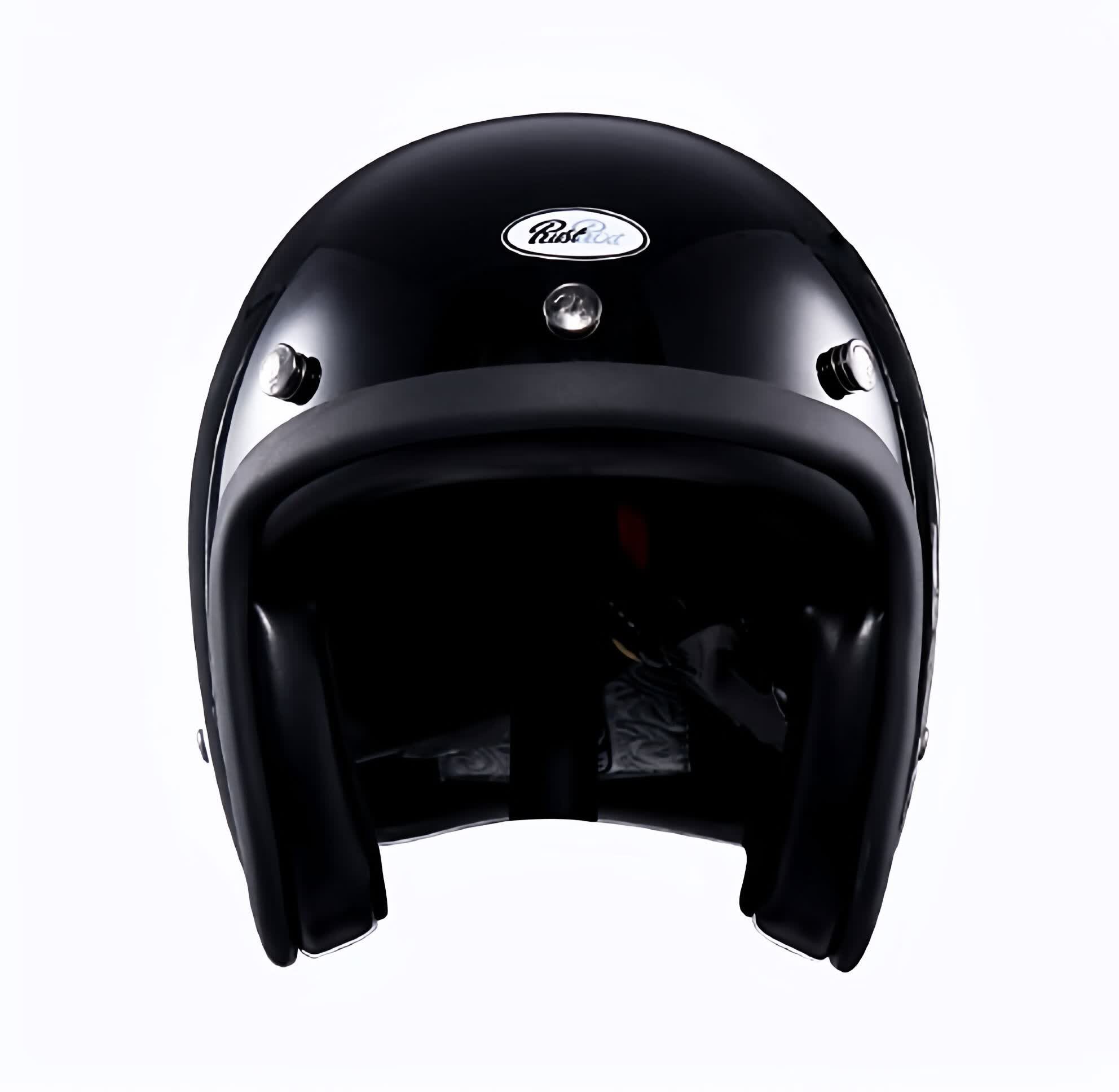 宰搂覆古摩托车头盔brat34盔巡航踏板机车男女款四季小盔体 黑色 s