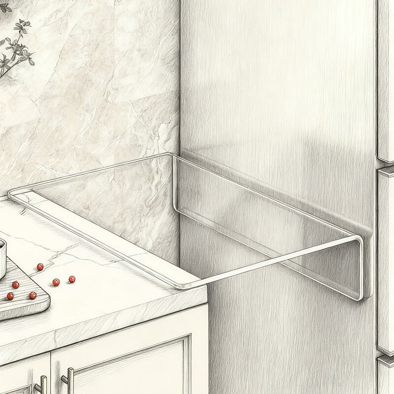 尔思家厨房夹缝延长板亚克力冰箱收纳台缝隙调料放置架家用多功能储物架 透明色15x60