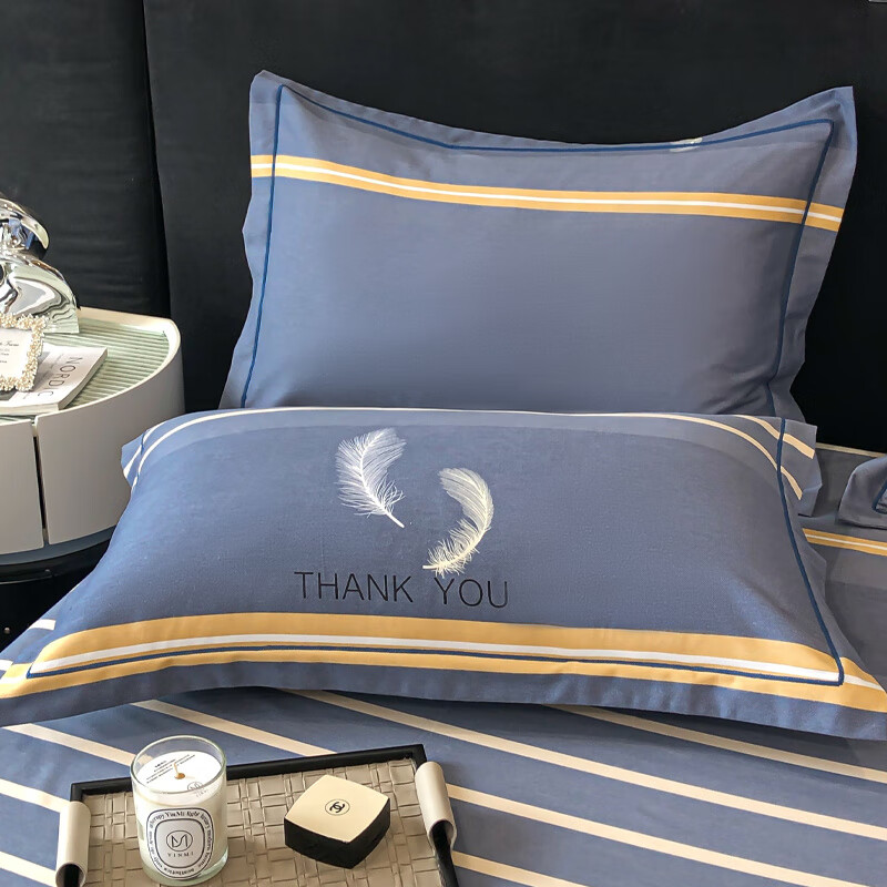 DEATKN德国秋冬加厚磨毛棉枕套一对装家用全棉枕芯内胆套单枕头套48*74c 风光无限-灰【全棉磨毛_厚实柔软__】 1支 48cmX74cm