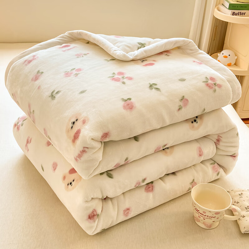 雅鹿毛毯被子1.5米x2米被子冬季毛毯冬天加厚加绒单人被毯子冬被6-8斤 曼塔小熊【3秒速暖 不压身不掉毛不静电】 150*200cm-4斤