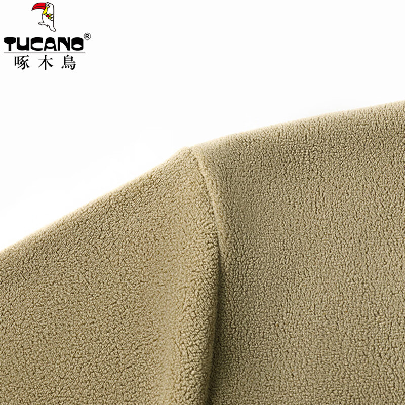 啄木鸟(TUCANO)双面奥粒绒卫衣男圆领纯色加绒加厚保暖打底衫冬季新款套头男上衣 黑色 L (170) 建议120-140斤