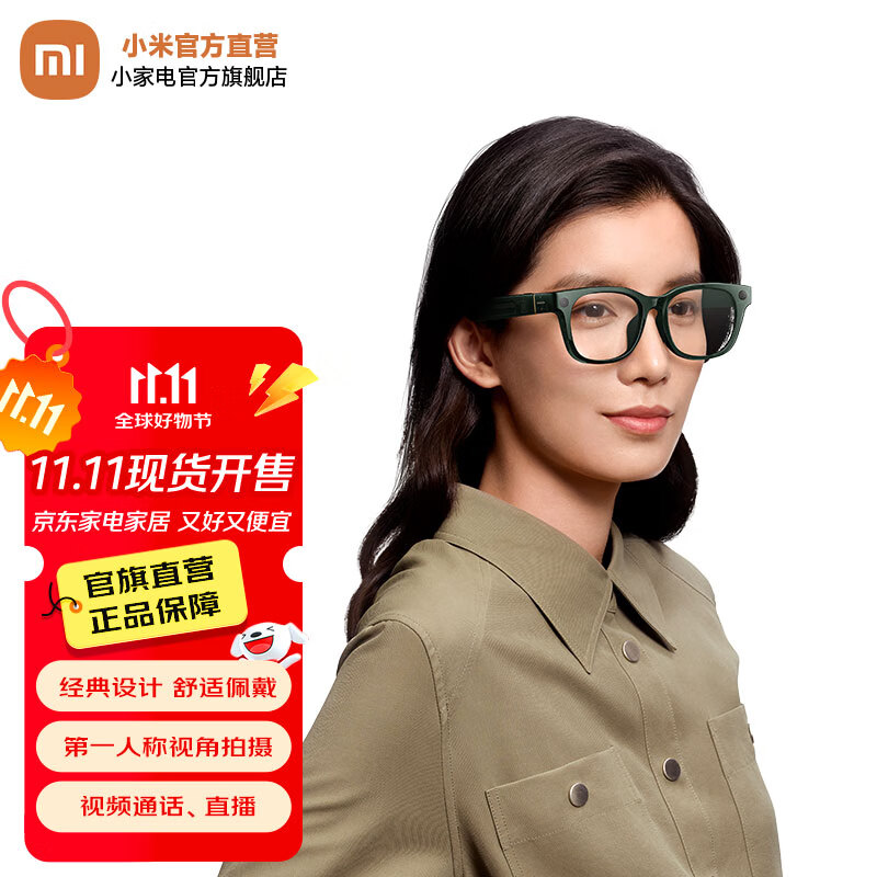 小米（MI）AI眼镜 拍摄眼镜 无线智能眼镜 蓝牙语音通话眼镜 拍照翻译眼镜 同声传译智能办公 长续航 小米AI眼镜 鹦鹉绿