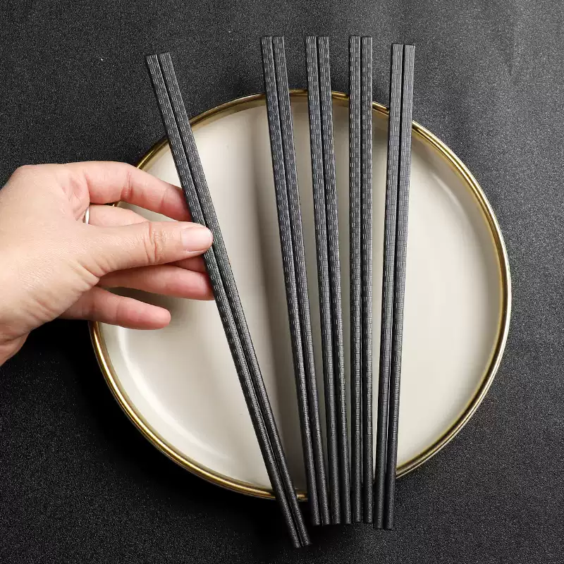 咏幻福万竹合金筷子家用高档耐高温防滑防霉抗菌一人一筷专人专用筷子 5双编纹合金筷子