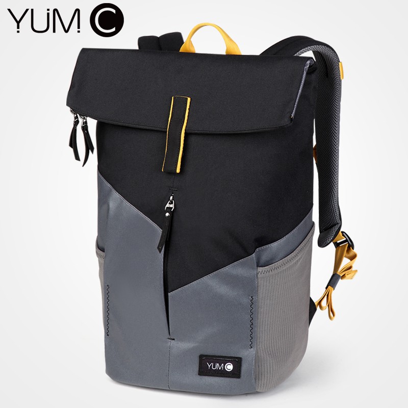 美国YUMC背包男双肩包男士书包大容量旅行包15英寸电脑包休闲女时尚潮流B6075 深空灰色