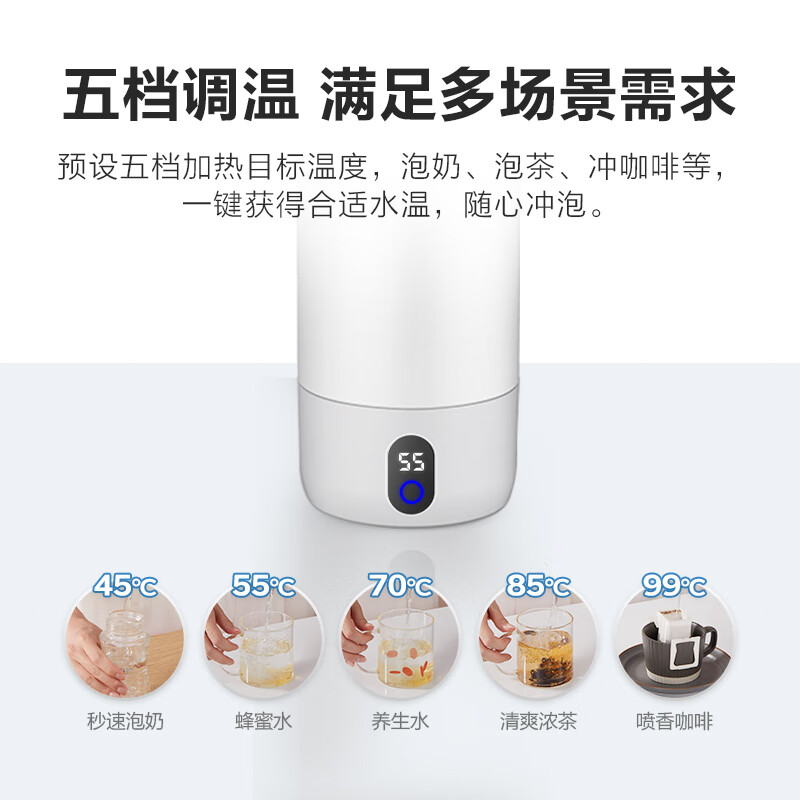 飞利浦（PHILIPS）烧水杯保温杯便携式烧水杯子旅行电加热水杯壶男女士实用支持刻字 0.4L 【出门必备】烧水杯石墨黑