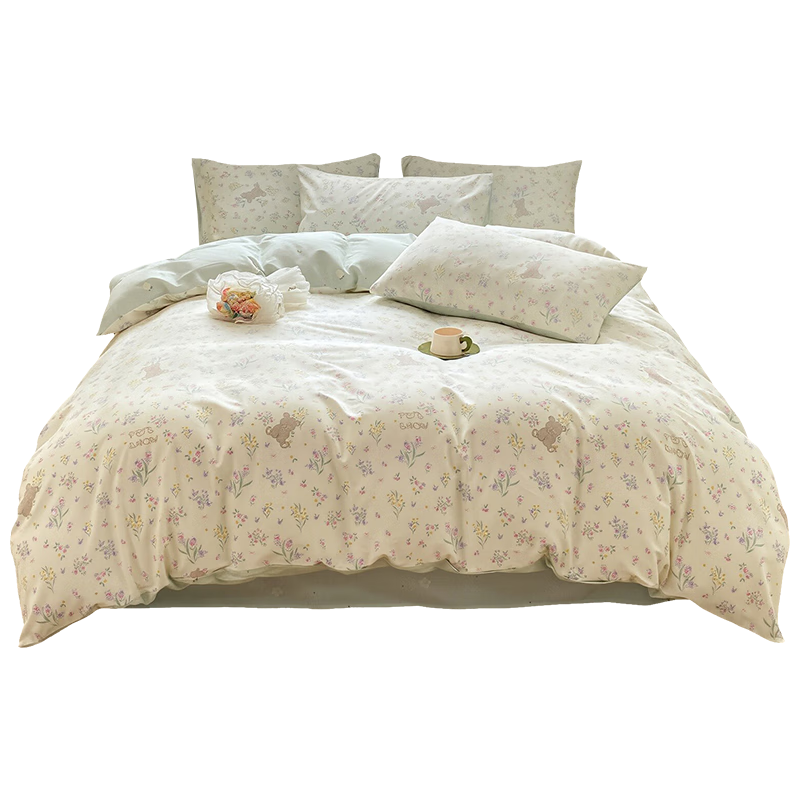 洁丽雅（Grace）7A抗菌100%纯棉四件套新疆棉床上用品被套200*230cm1.5/1.8米床复苏