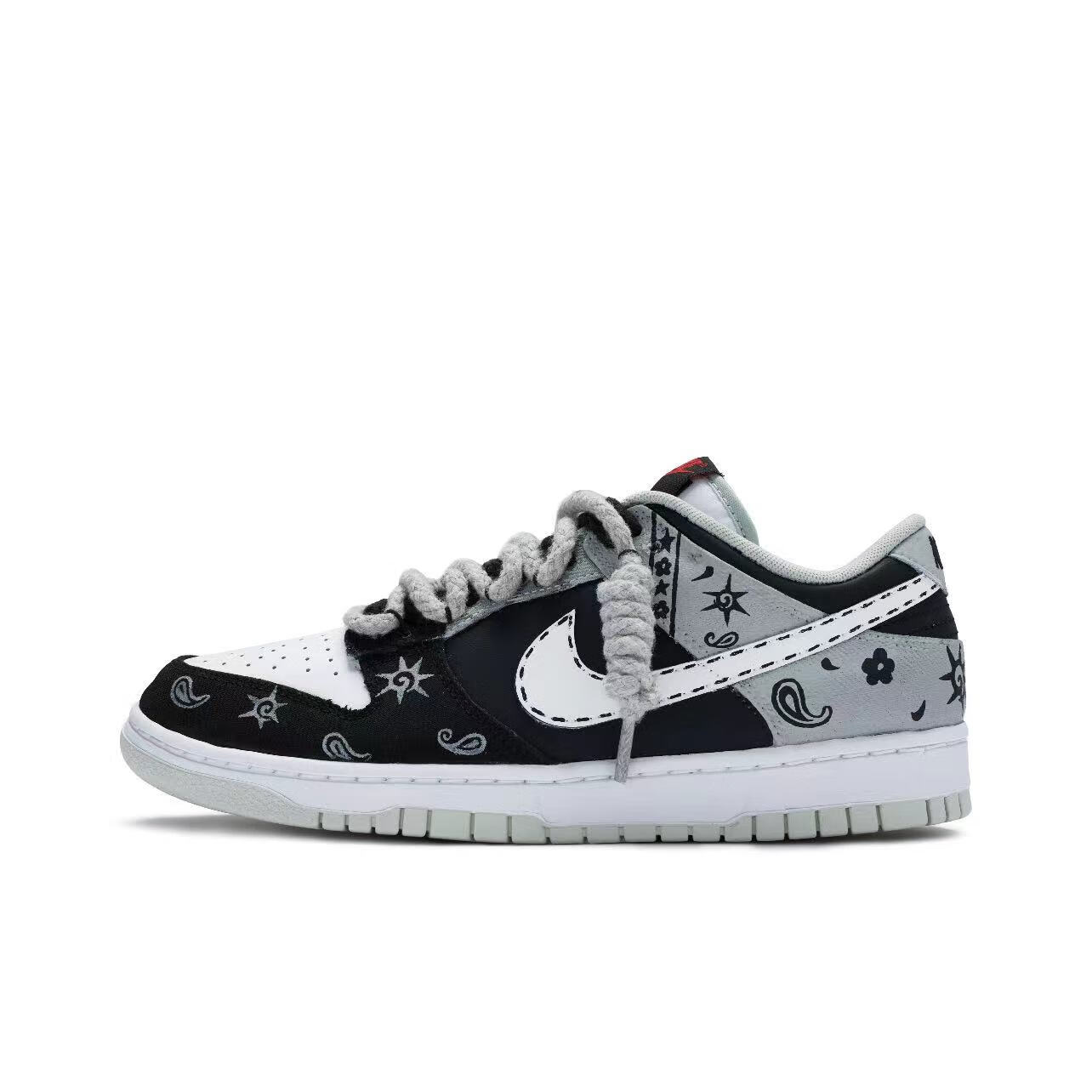 nike dunk low 哥特腰果花哥特风黑白灰色低帮板鞋 39 27