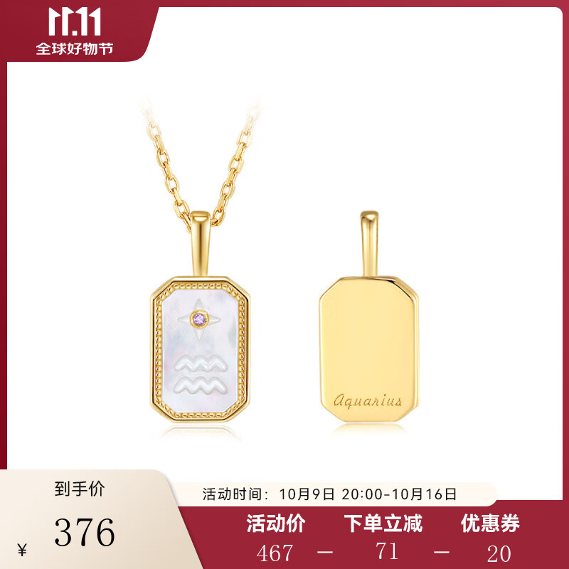 Arsis項鏈印記浮雕12星座項鏈原創(chuàng)設計簡約百搭鎖骨鏈送女友禮物 水瓶座【1.20-2.18】