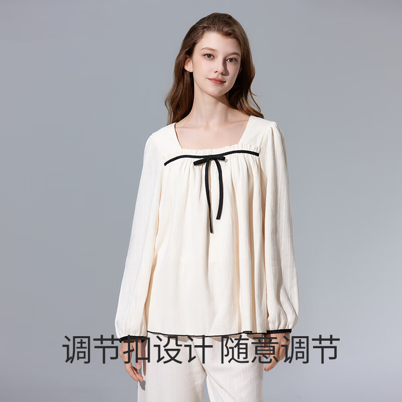 ROVO月子服孕妇睡衣2025年新款春秋产妇哺乳怀孕期产后喂奶家居服套装 温柔杏公主风【套头款】 L