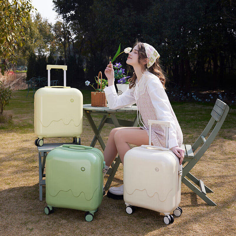 DK登机箱小号旅行箱网红雪糕款拉杆箱女可爱行李箱小清新密码箱20寸 巴黎绿/509【杯架+充电口】 拉链 28英寸 /需托运