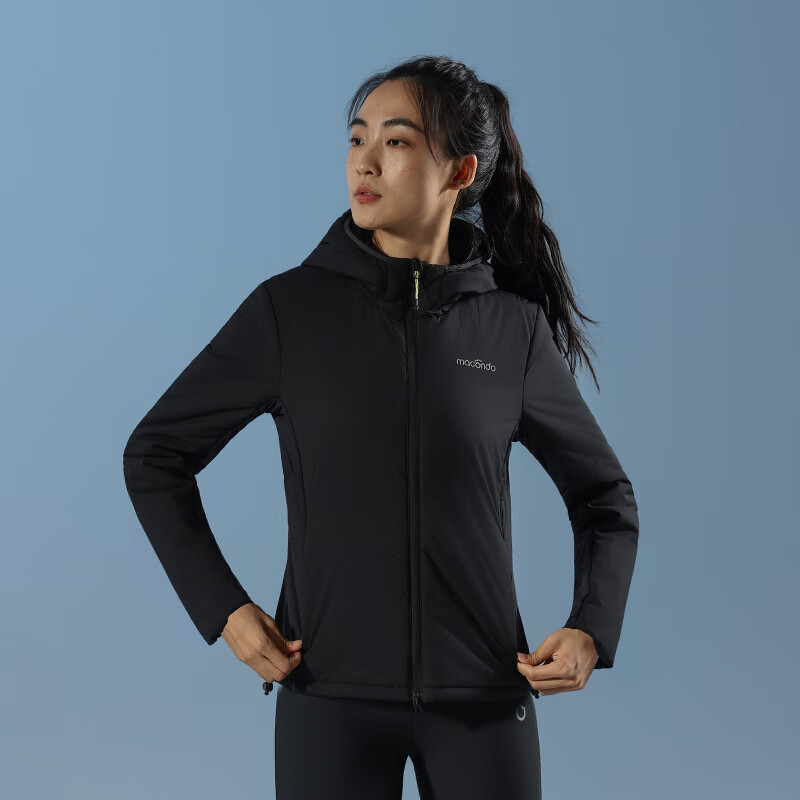 马孔多（macondo）【大正同款】｜跑步连帽保暖棉服2代冬季金标P棉湿态防风防泼水 黑色（80g金标P棉） 女 L